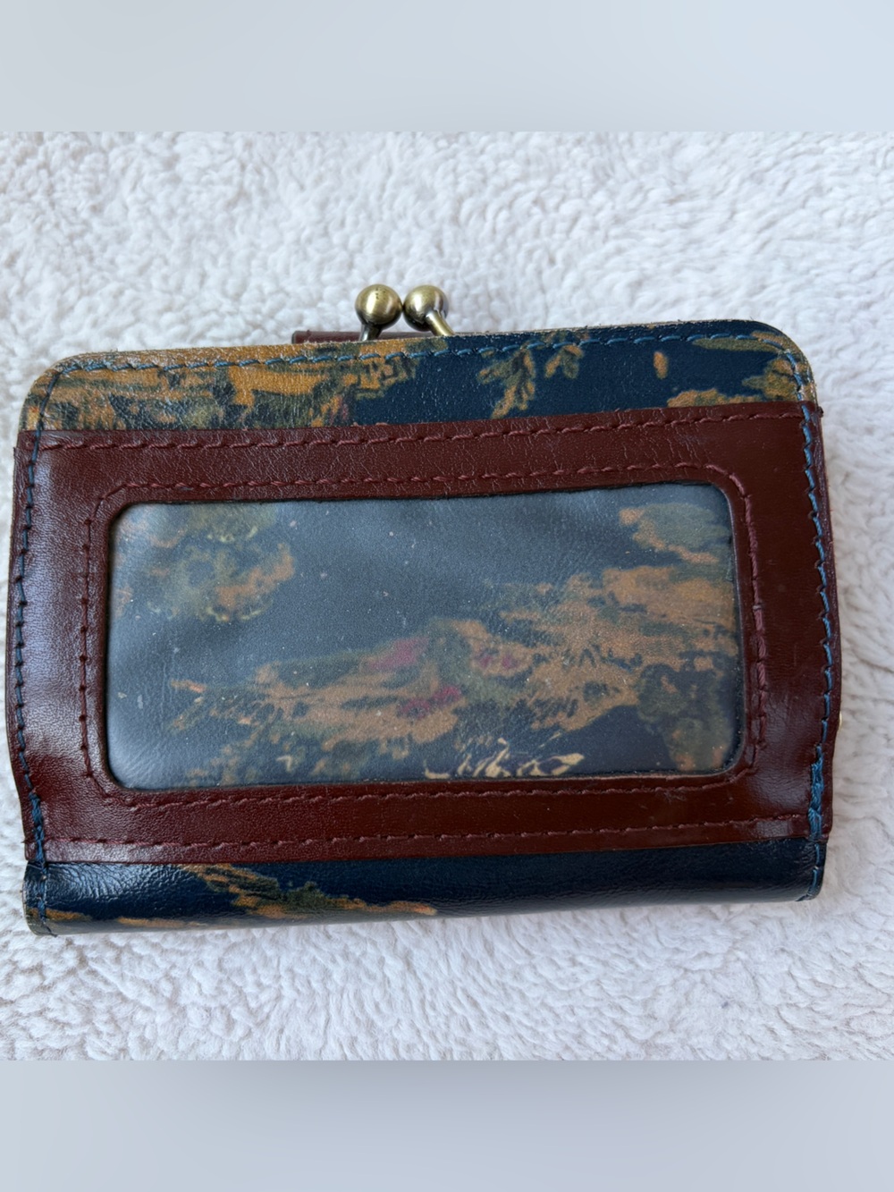 Patricia Nash Italy Floral Scenic Bifold Leather Wallet with Brown Snap - Picture 2 of 10